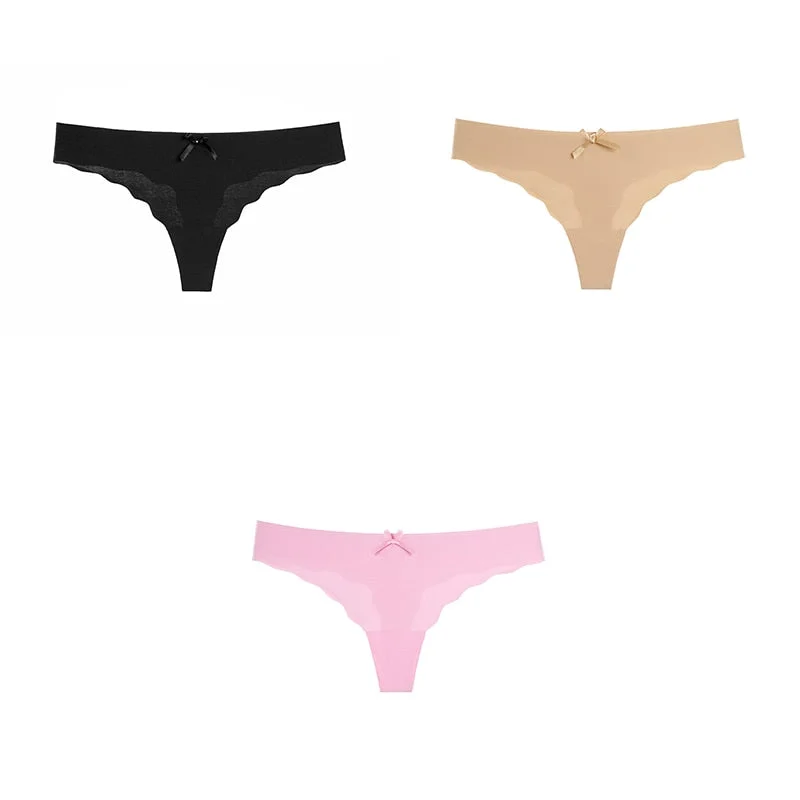 3 Pcs Sexy Lingerie Woman Underwear Seamless Sports Panties Female Thong G-string Thongs For Woman Underwear Ice Silk BANNIROU