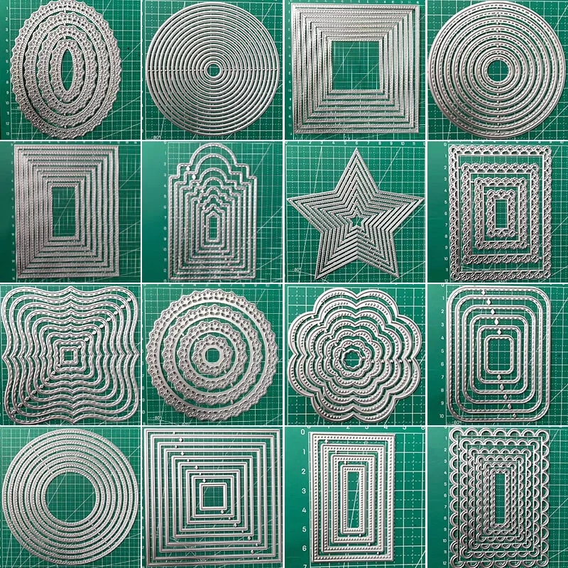 Frames Square Card Curves Border Metal Cutting Dies for DIY Scrapbook Cutting Die Paper Cards Embossed Decorative Craft Die Cut