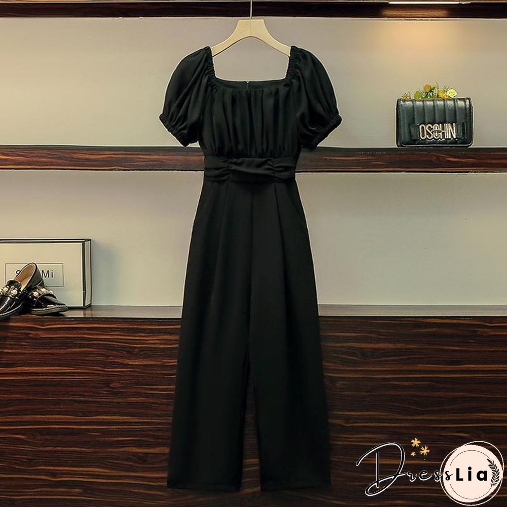 Solid Color High Waist Rompers P14983