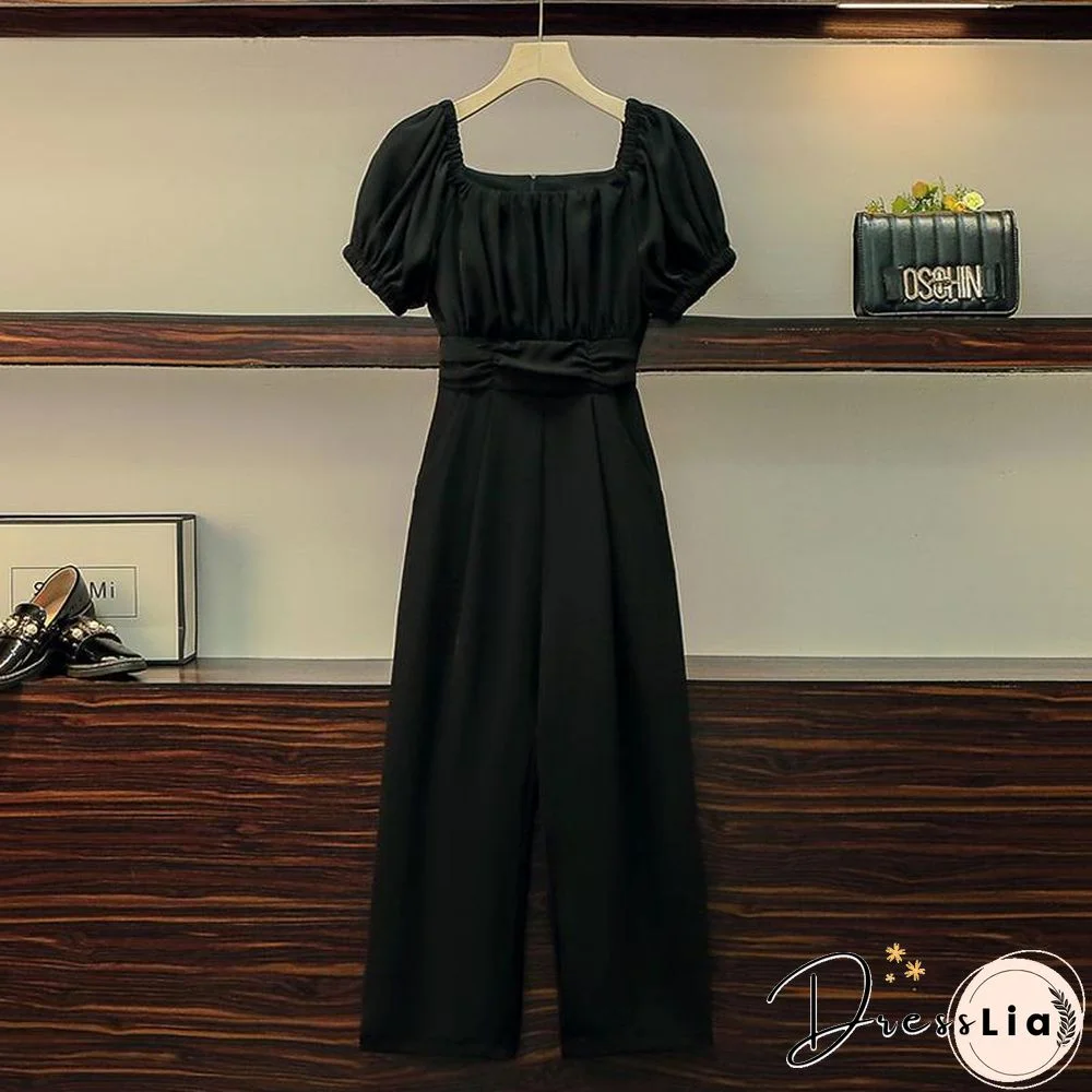 Solid Color High Waist Rompers P14983