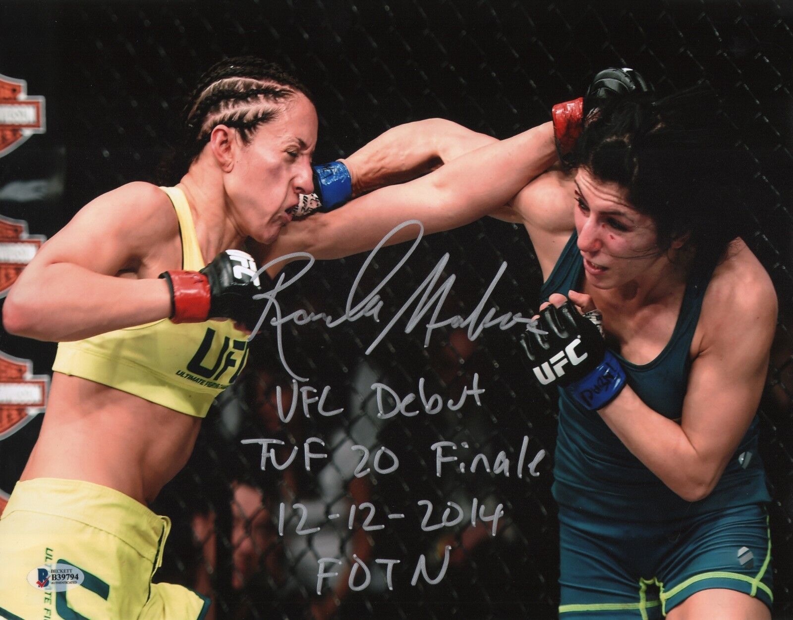 Randa Markos Signed 11x14 Photo Poster painting BAS COA TUF 20 Finale UFC Debut 2014 Autograph