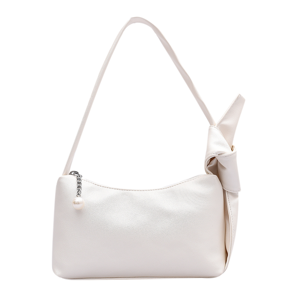 

Women Tie Knot Handbags Portable Solid Color Totes PU Shoulder Bag -White, 501 Original