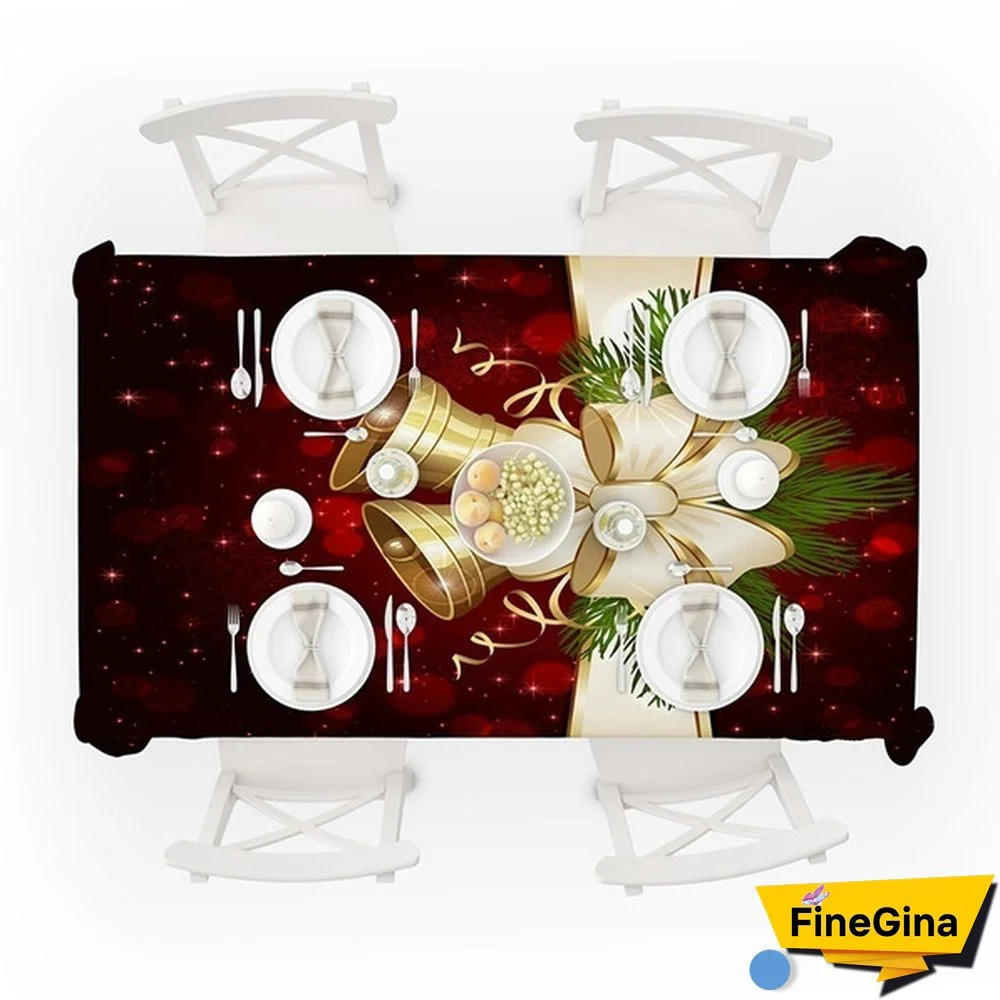 1Pcs Sika Deer Coffee Table Cloth Tablecloth Christmas Table Cartoon Tablecloth New Christmas Big Bell Home Rectangular Tablecloth