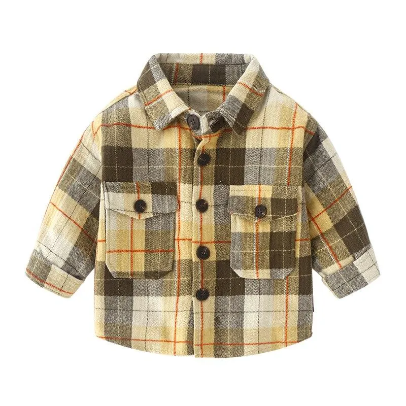 Mudkingdom Boys Shirts Plaid Turn-Down Collar Long Sleeve Autumn Classic Tops