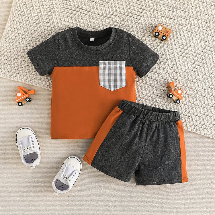 Toddler Boy Color Block Tee and Shorts Set