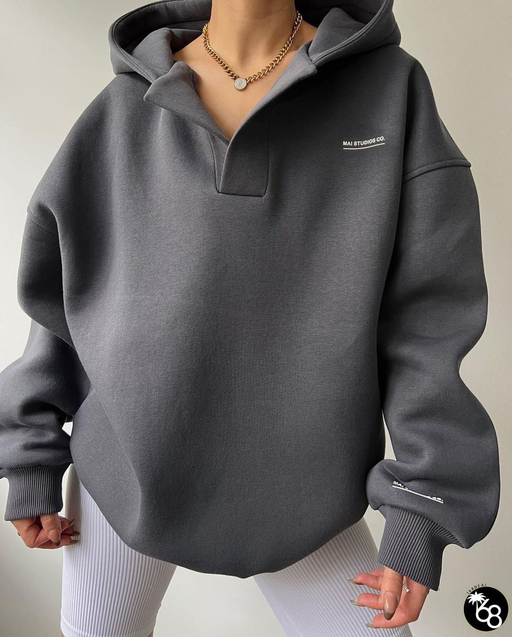 V-neck Long-sleeves Printed hoodie | 168DEAL