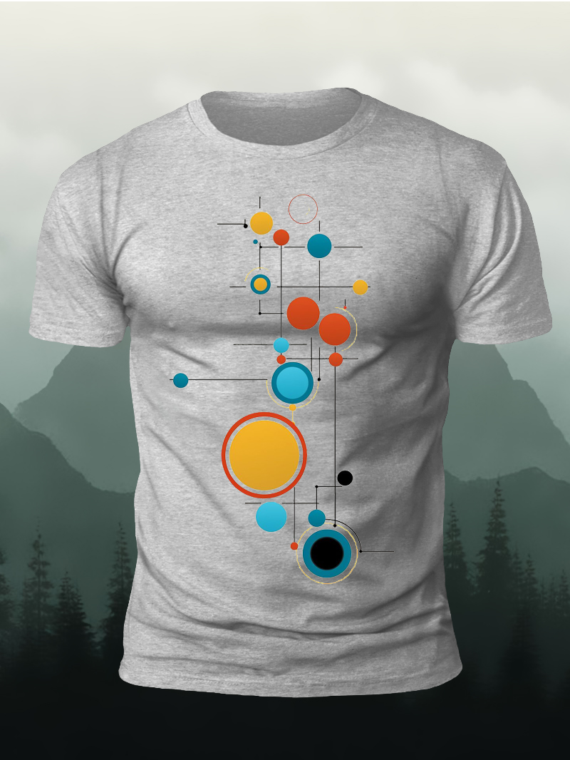 Minimalistic Abstraction Geometric Print Short Sleeve T-Shirt