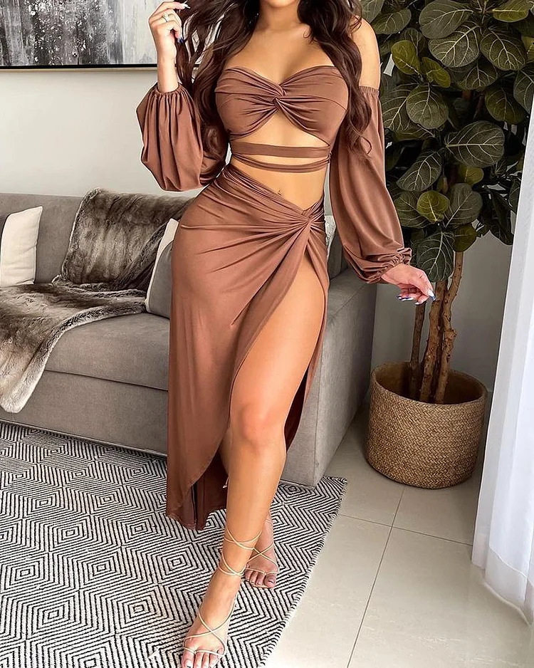Solid Color Long Sleeve Two-piece Suit