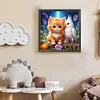 Perroquet blanc chat orange - perçage rond peinture diamant - 30*30cm