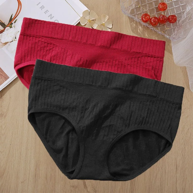 2PCS Panties Set Bodyshaper Panties Women's Underwear Sexy Briefs Female Underpants Seamless Pantys Intimates Lingerie 8 Colors