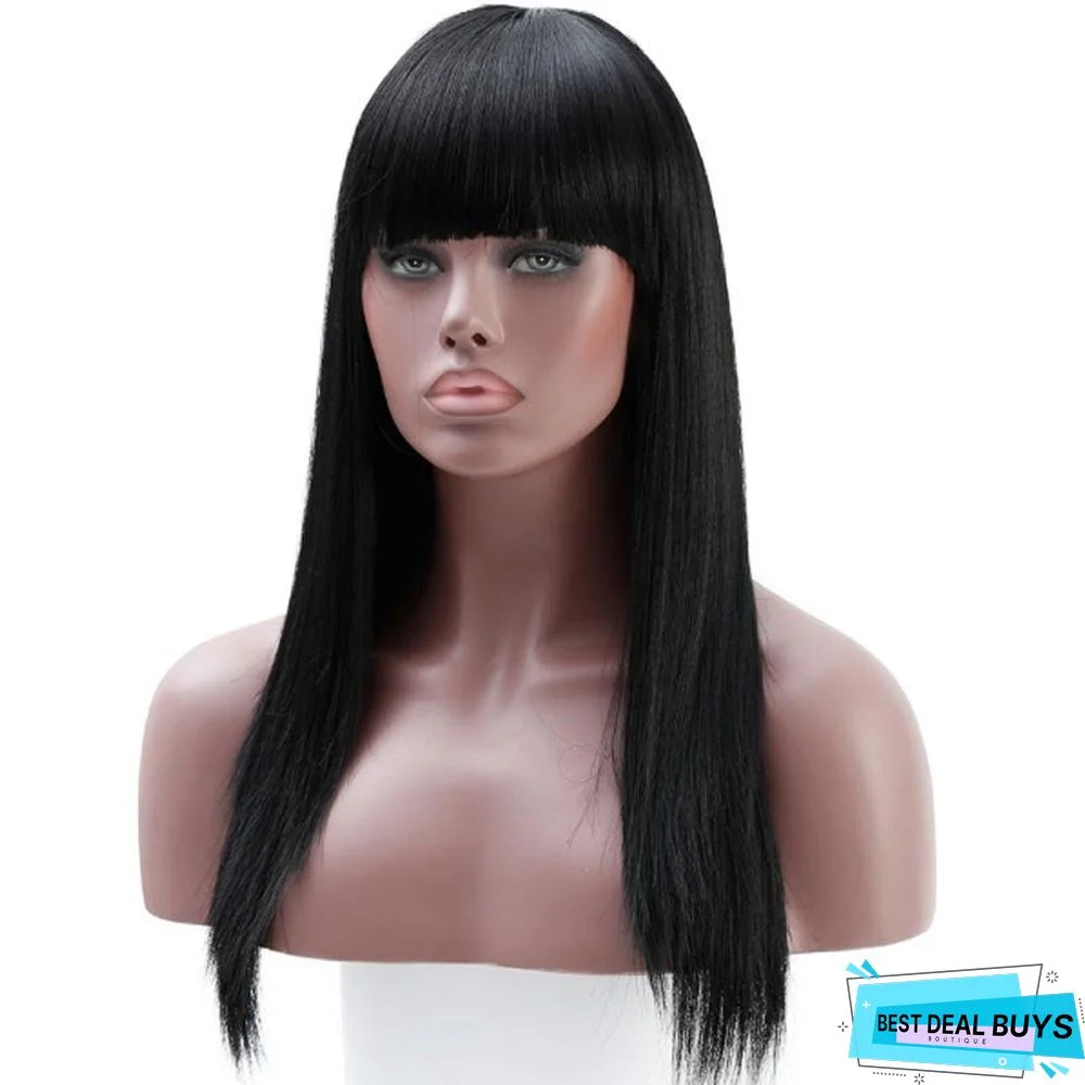 Wig Female Long Straight Hair Black High Temperature Silk Chemical Fiber