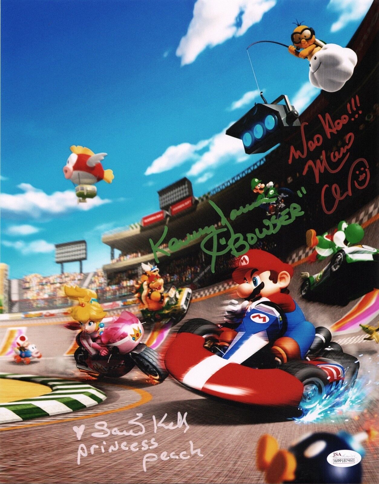 CHARLES MARTINET~SAMANTHA KELLY+1 Signed Super Mario Kart 11x14 Photo Poster painting JSA COA B