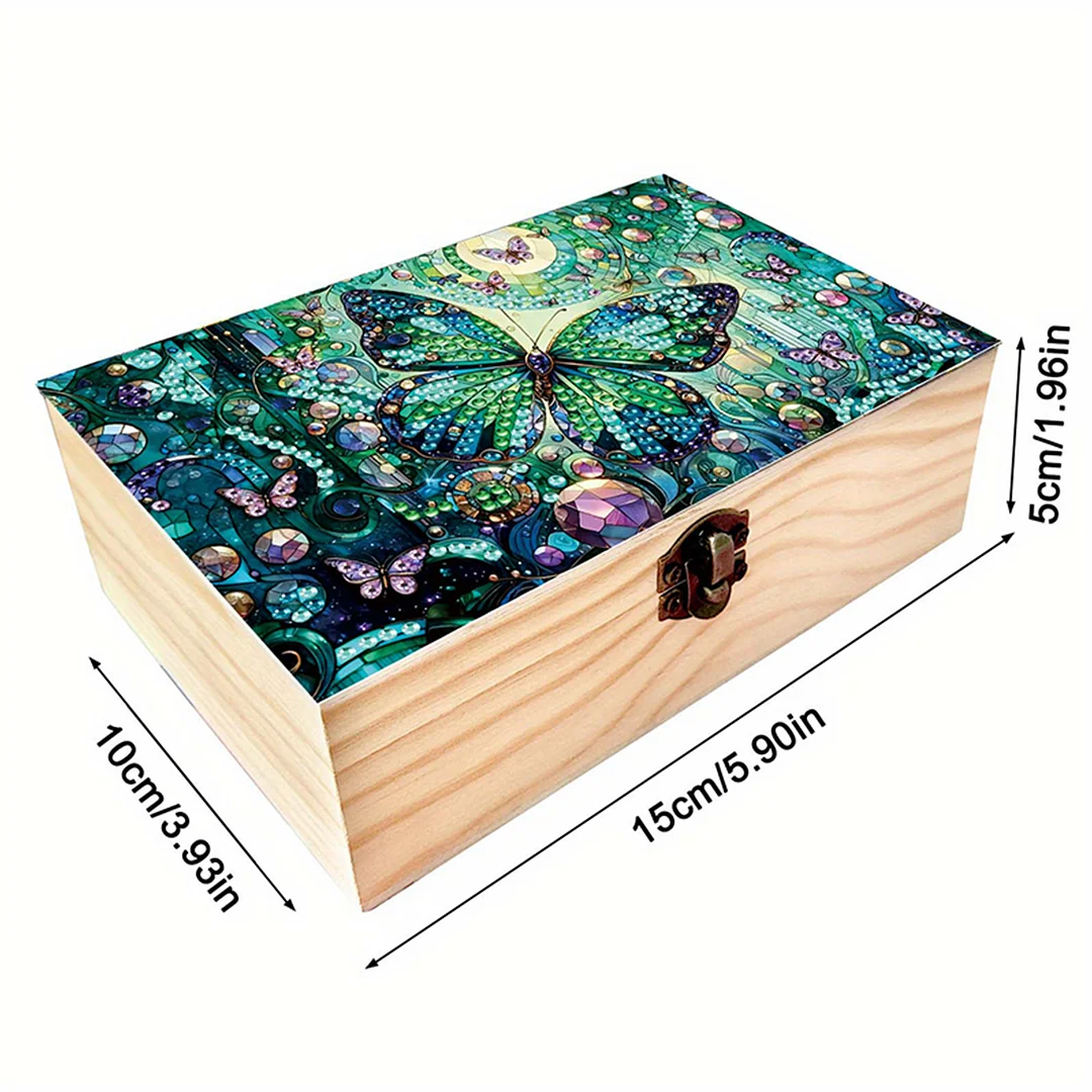5D DIY Diamond Painting Handmade Wood Storage Box for Home Decor (Butterfly)