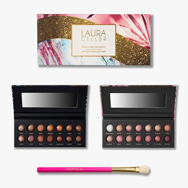 LAURA GELLER NEW YORK The Delectables Earthy Essentials Baked Eyeshadow Palette | 14 Pigmented Eyeshadows Blendable Natural Look 01 The Delectables Baked Eyeshadow Palette Earthy Essentials