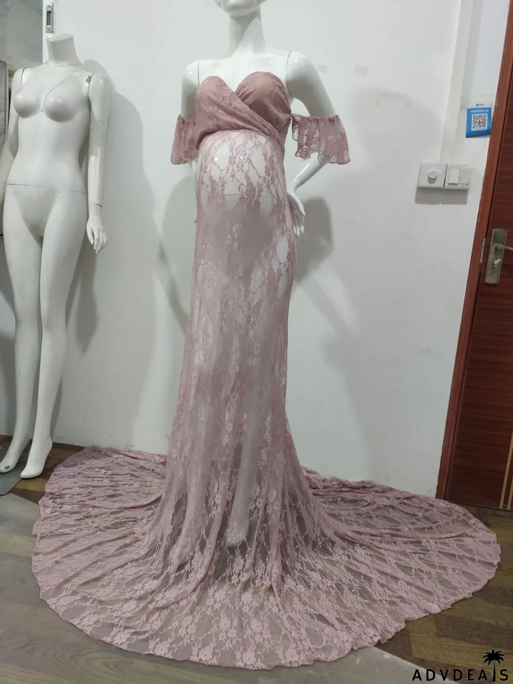 Pregenant Full Lace Sweetheart Fishtail Wedding Dress