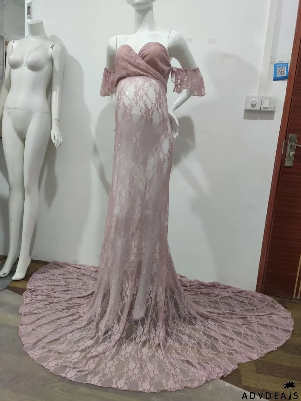 Pregenant Full Lace Sweetheart Fishtail Wedding Dress