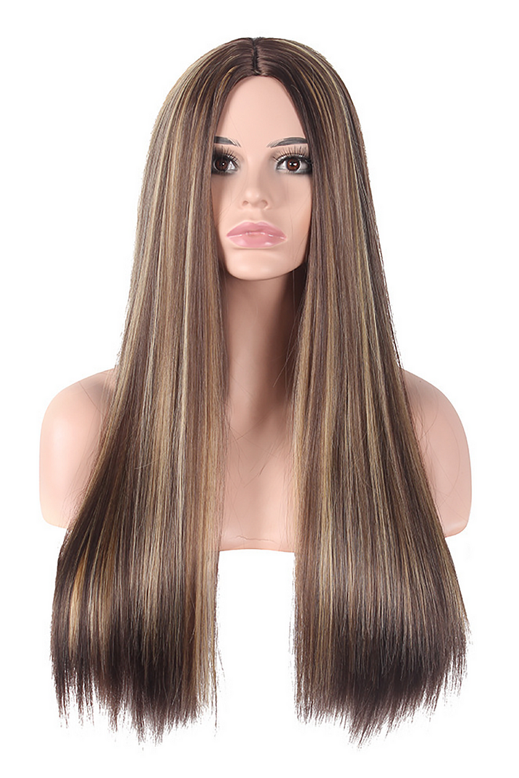 Long Straight Hair Highlights Silky Straight Wigs