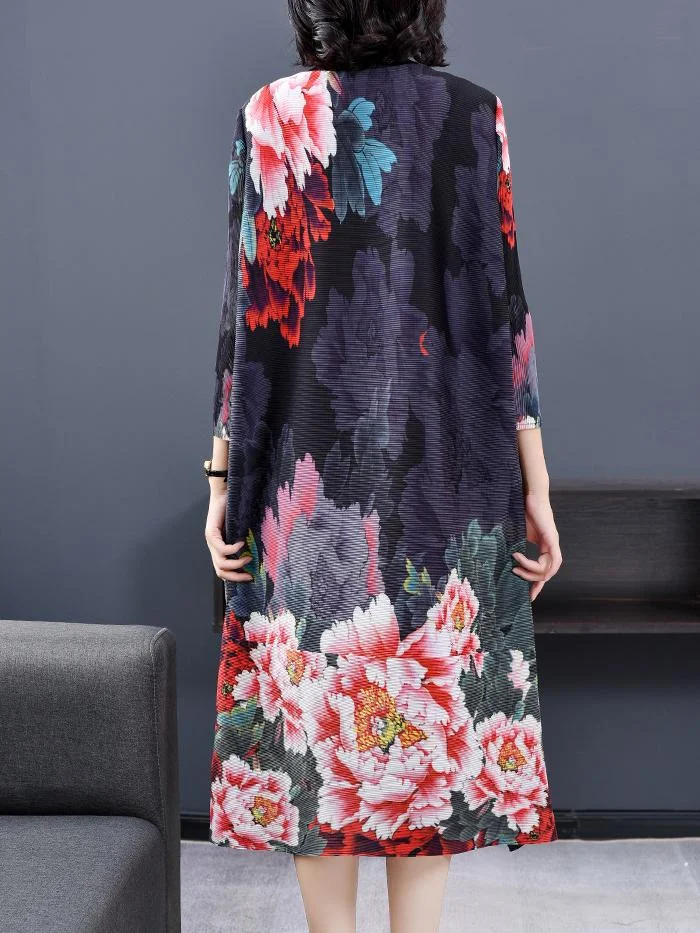 Fashion and Elegant Nine-Sleeve Mid-length Loose Dress