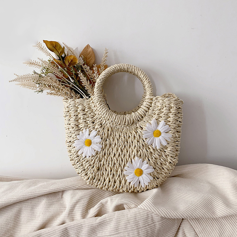 Starwintime Handwoven Straw Rattan Half-Moon Beach Handbag Large Capacity Women Summer Hollow Out Crossbody Shoulder Bag Women's handbags