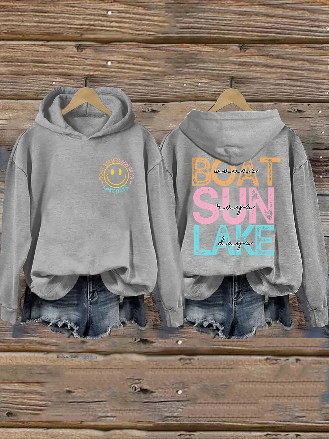 Boat Waves Sun Rays Lake Days Hoodie
