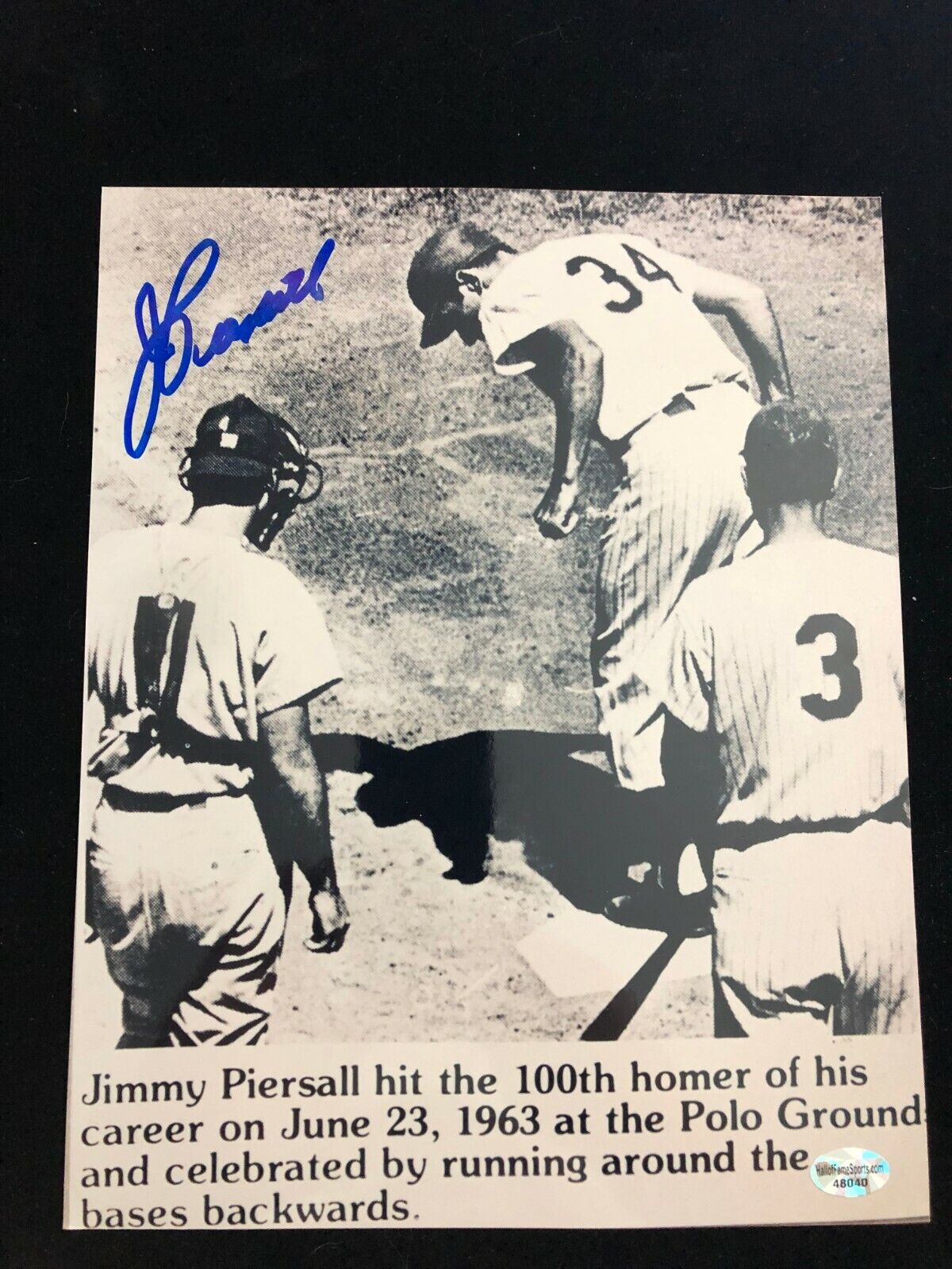 Jimmy Piersall Signed Backward Home Run Trot Autographed Photo Poster painting COA New York Mets