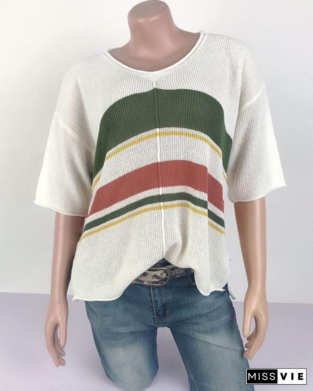 Flodress Striped Knitting Flimsy Top