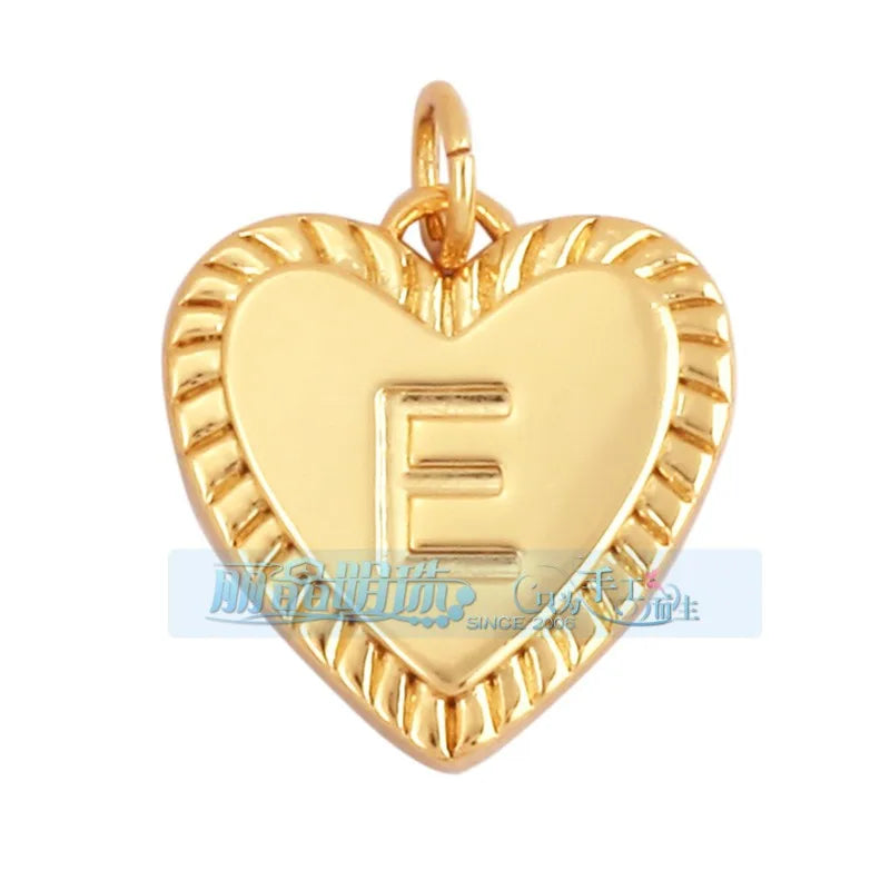 1 Piece 15 * 19mm Hole 5~5.9mm Copper Zircon Letter Heart Shape Pendant Jewelry Accessories
