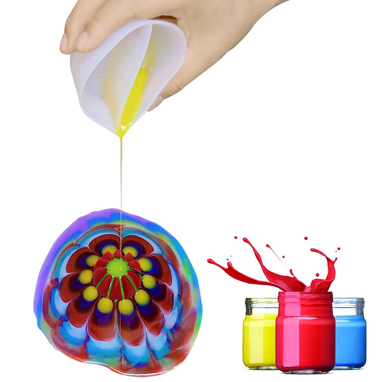 Generic Flower Pour Cup - Juego de 6 herramientas de vertido de pintura acrílica (rojo