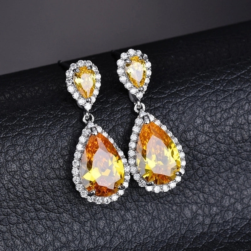 1 Pair Casual Shiny Water Droplets Plating Inlay Copper Zircon White Gold Plated Drop Earrings