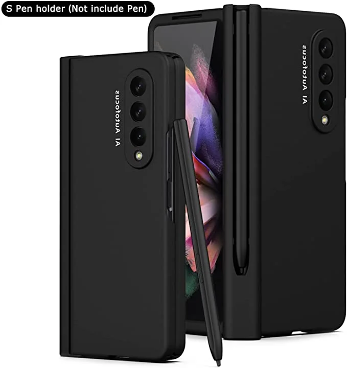 Phone Case With Pen Slot And Tempered Glass Protective Film For Samsung Z Fold 3 5G