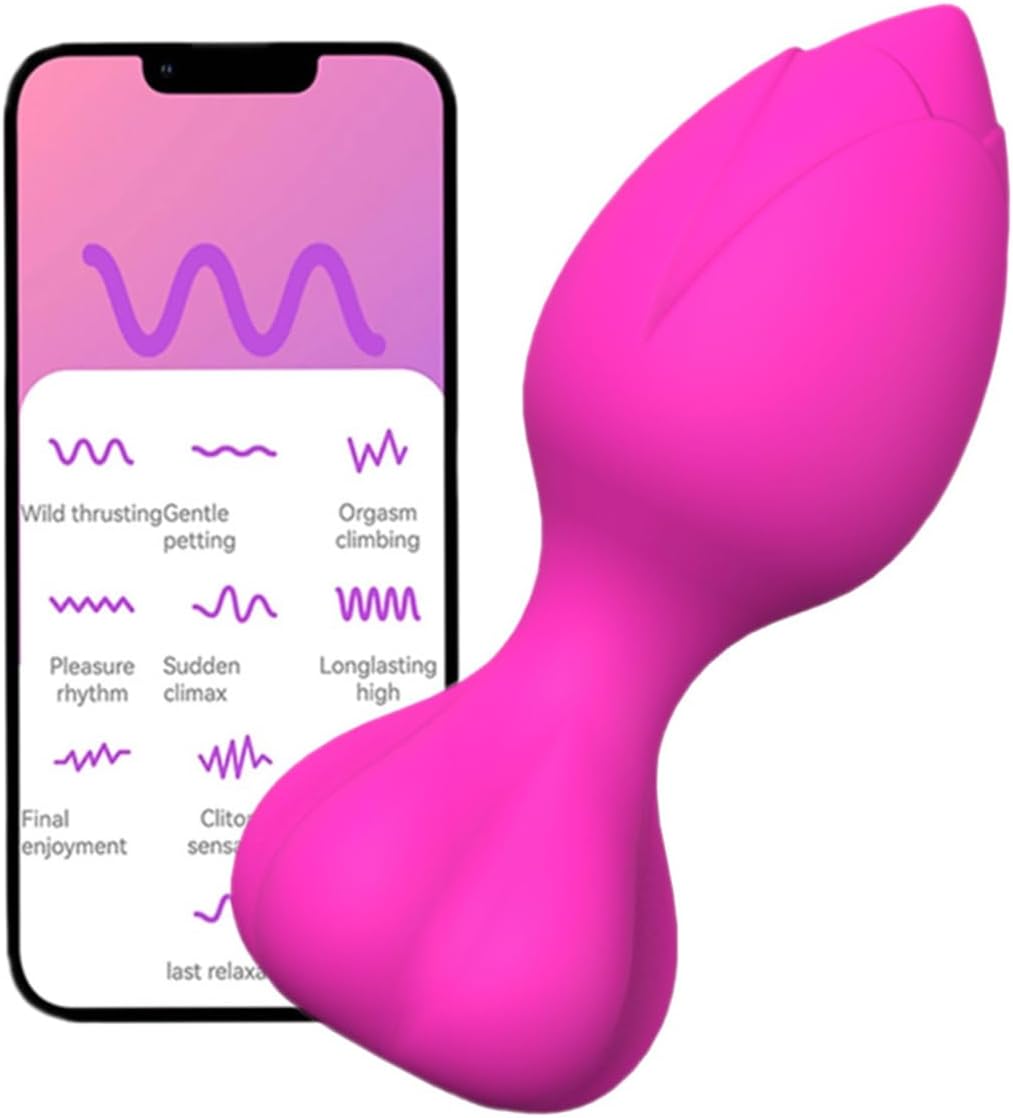 Rose Silicone Butt Plug App Control Vibrator 
