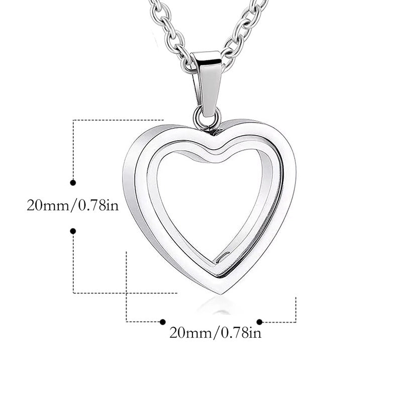 Minimalist Heart Shape 304 Stainless Steel Glass Locket Necklace