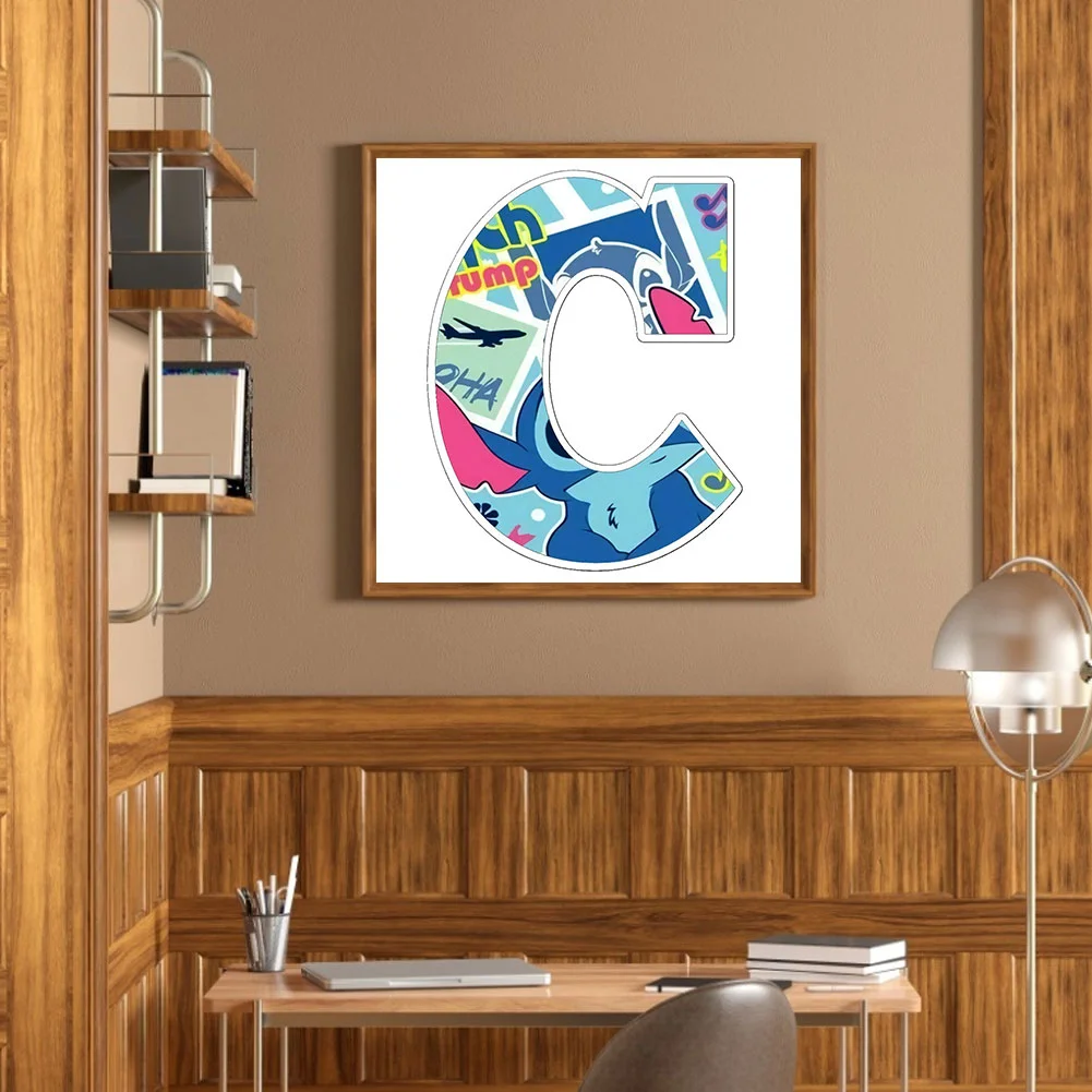 Full Round Diamond Painting 30*30cm - Stitch Letter C