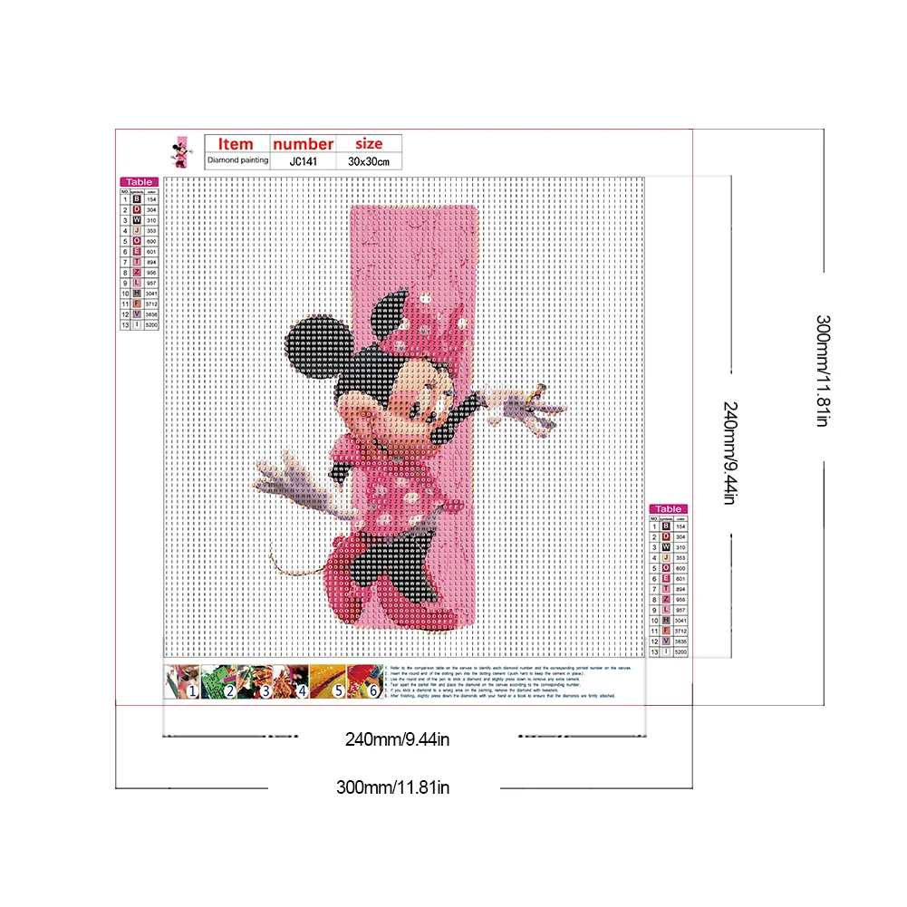 Full Round Diamond Painting 30*30cm - Minnie Mouse And The Letter I