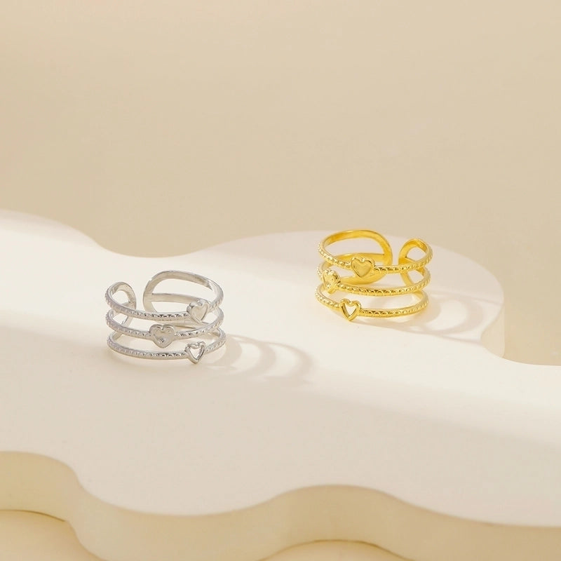 304 Stainless Steel 18K Gold Plated Classical Classic Style Plating Hollow Out Star Moon Heart Shape Open Rings