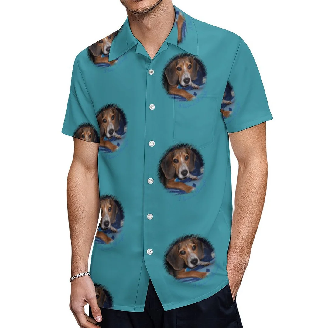 Short Sleeve I Love Beagle Puppy Hawaiian Shirt Mens Button Down Plus Size Tropical Hawaii Beach Shirts