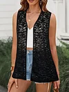 Vibrant Floral Lace Open Front Vest - Elegant Sleeveless Design, Breathable Fabric, Perfect for Spring & Summer, Women's Fashion Clothing for Outdoor Activities