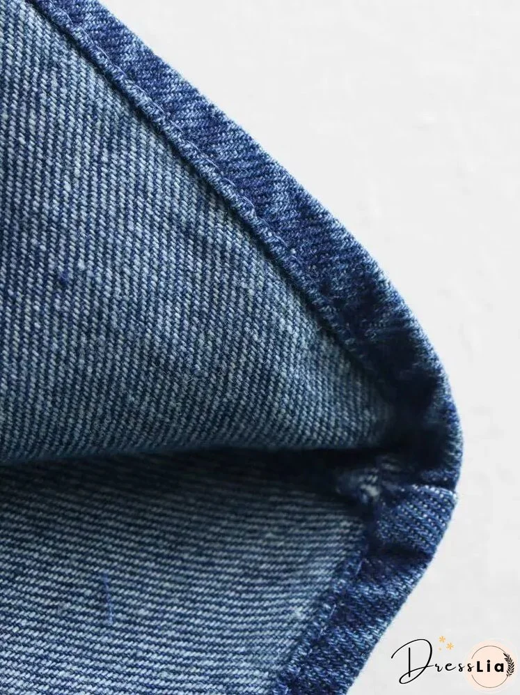 Women Fashion Lapel Collar Lace Up Blouses Female Casual Long Sleeves With Pockets Solid Denim Outerwear