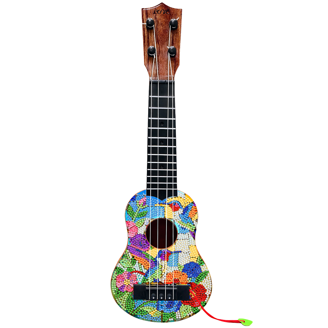 DIY Wooden Guitar Diamond Art Ornament Unique Gifts for Musicians (Hummingbird)