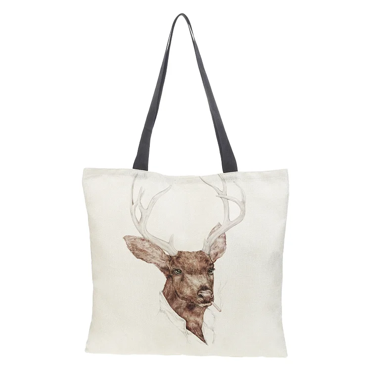 Linen Eco-friendly Tote Bag - Animal portraits