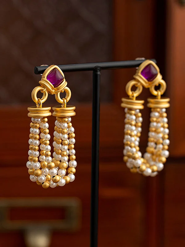 Geometric Tasseled Drop Earrings