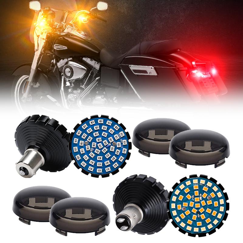 2'' Front LED Turn Signal & Running Light with 1157 Base + Rear LED Brake Light with 1156 Base + Bracket Combo