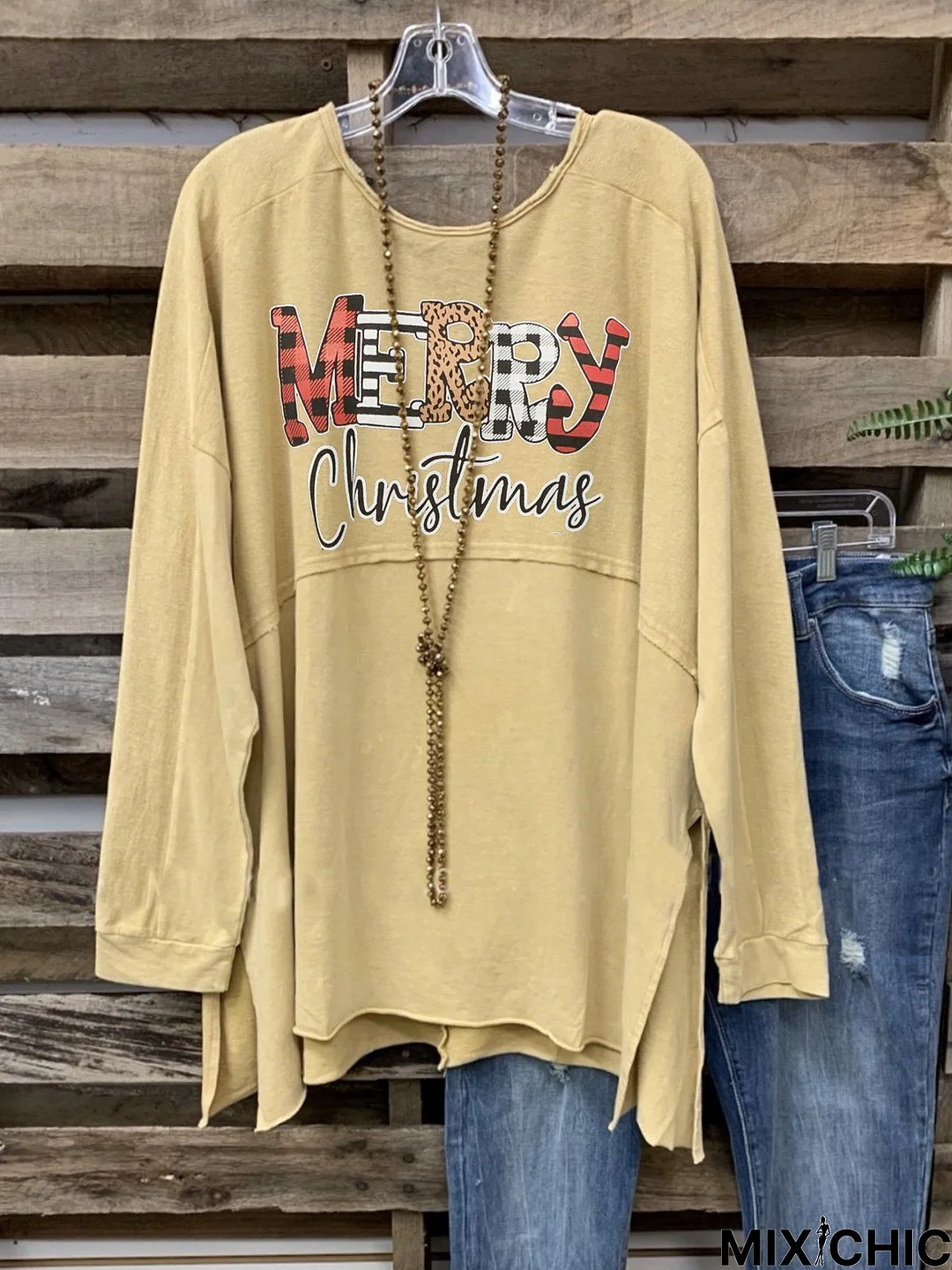 Shift Cotton-Blend Long Sleeve Letter Top