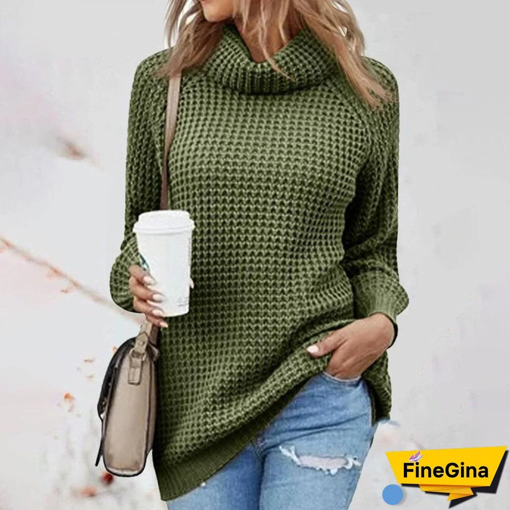 Green Long Sleeve Plain Sweater