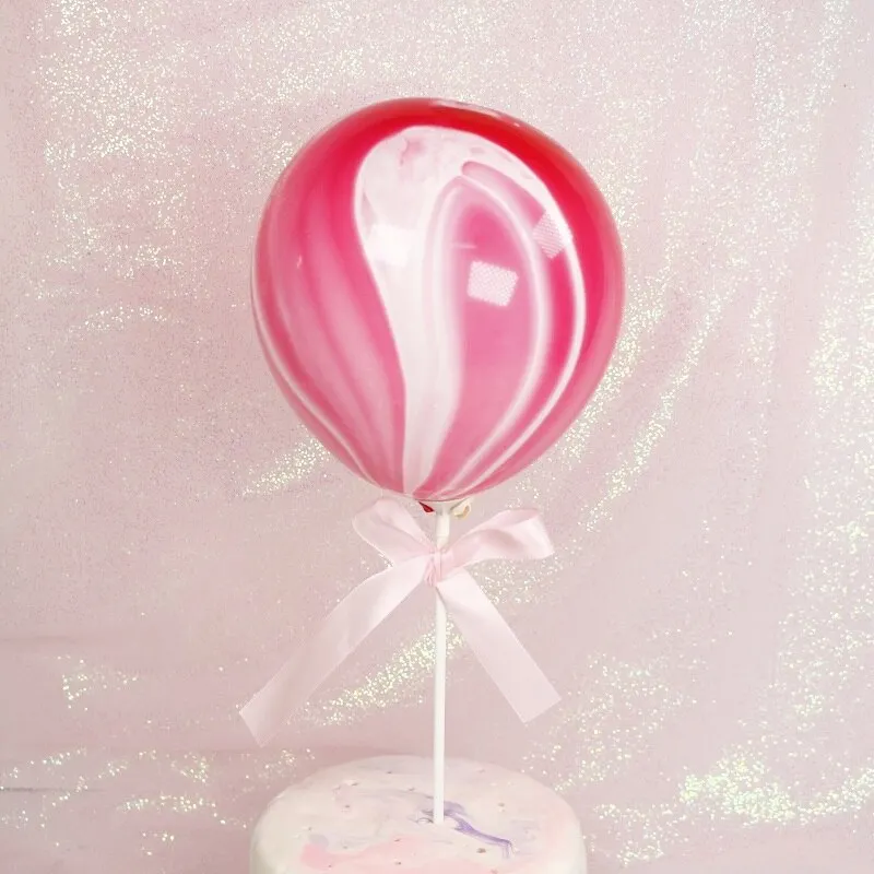 1 Set 5inch Confetti Balloon Cake Topper Decoration with Paper Straw Bow Baby Shower Favors Wedding Birthday Party Supplies