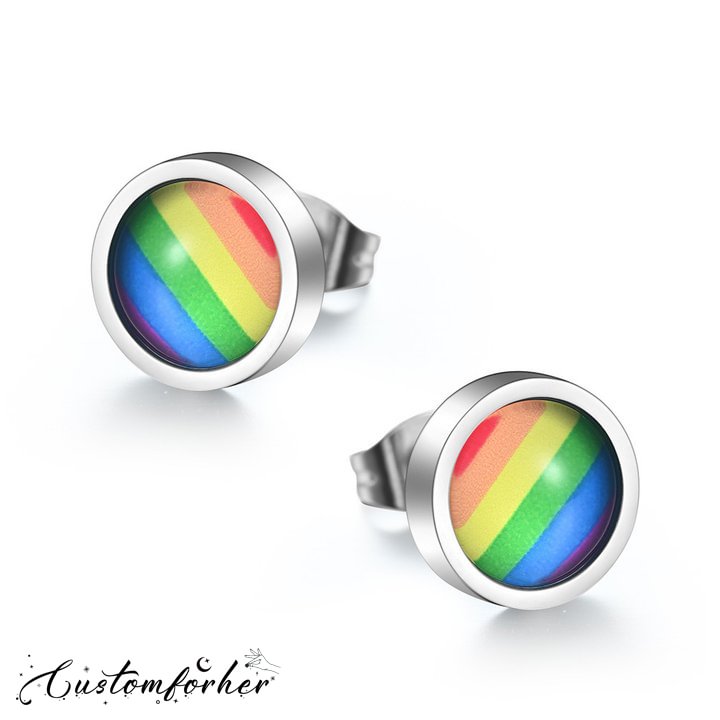 Rainbow Flag Titanium Stud Earrings