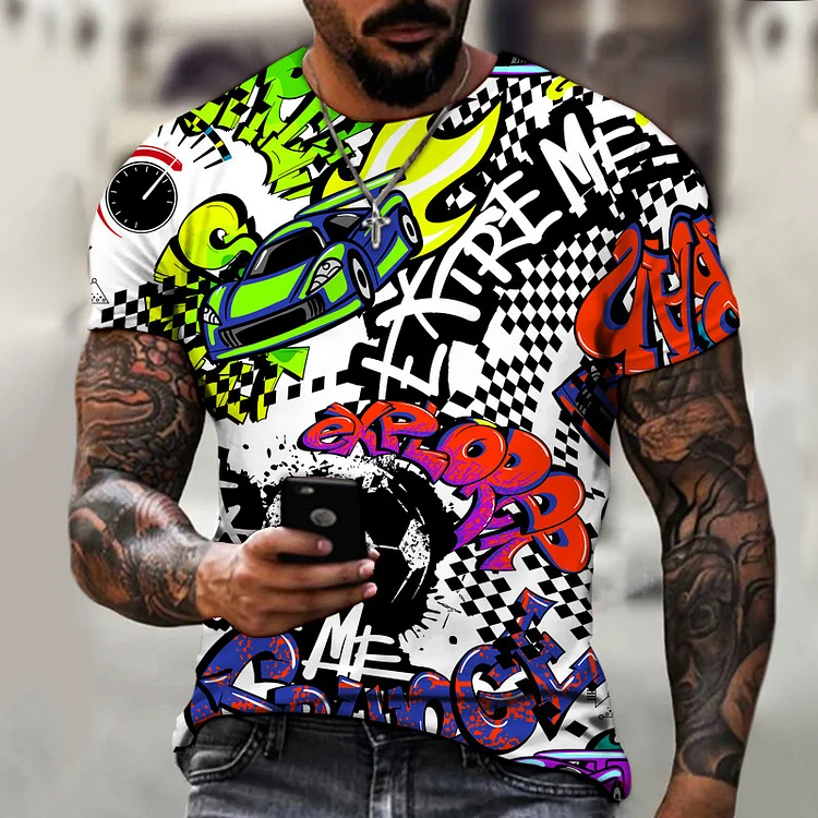 Funny Graffiti 3D Printing T-Shirt Streetwear Men's T-Shirt at Hiphopee