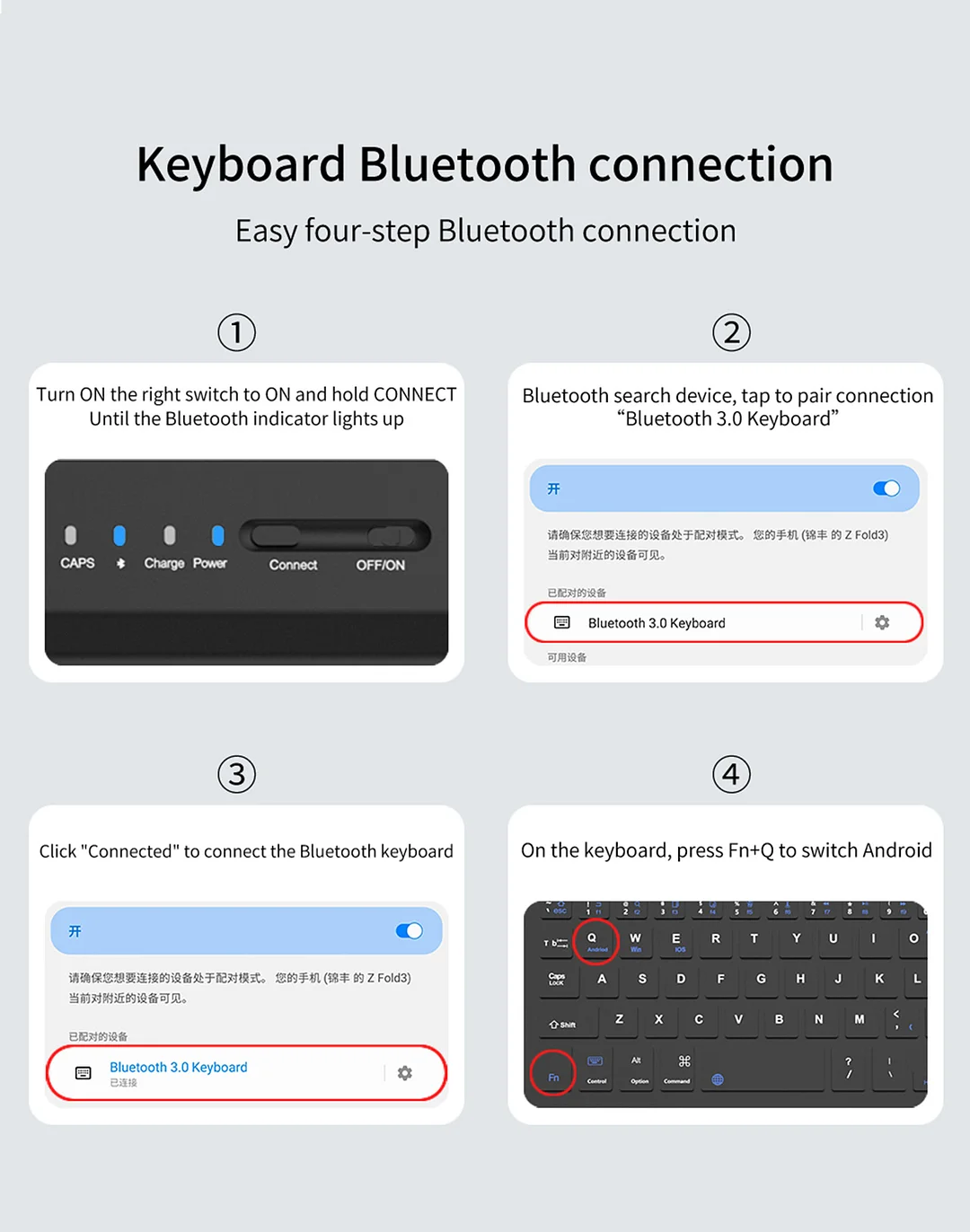 Suitable For Samsung Zfold Mobile Phone Bluetooth Wireless Charging Keyboard Holder Protective Case