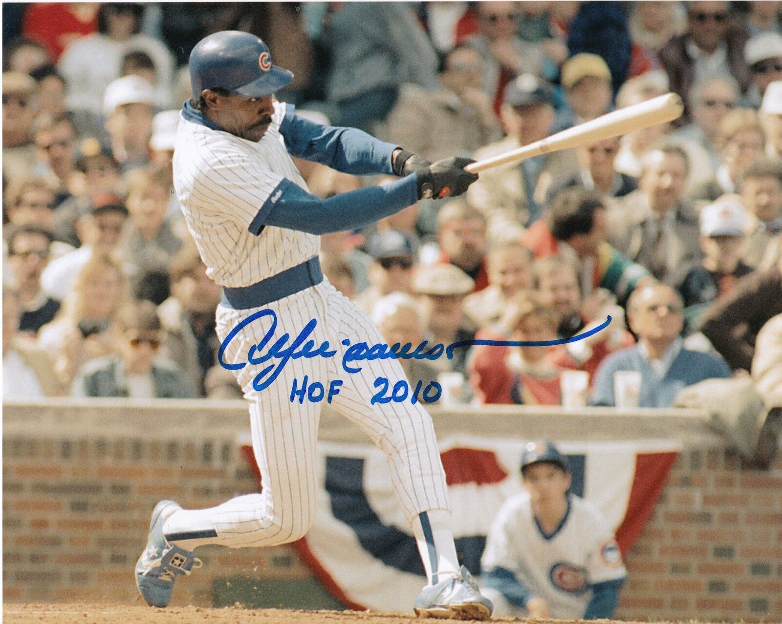 ANDRE DAWSON CHICAGO CUBS HOF 2010 ACTION SIGNED 8x10