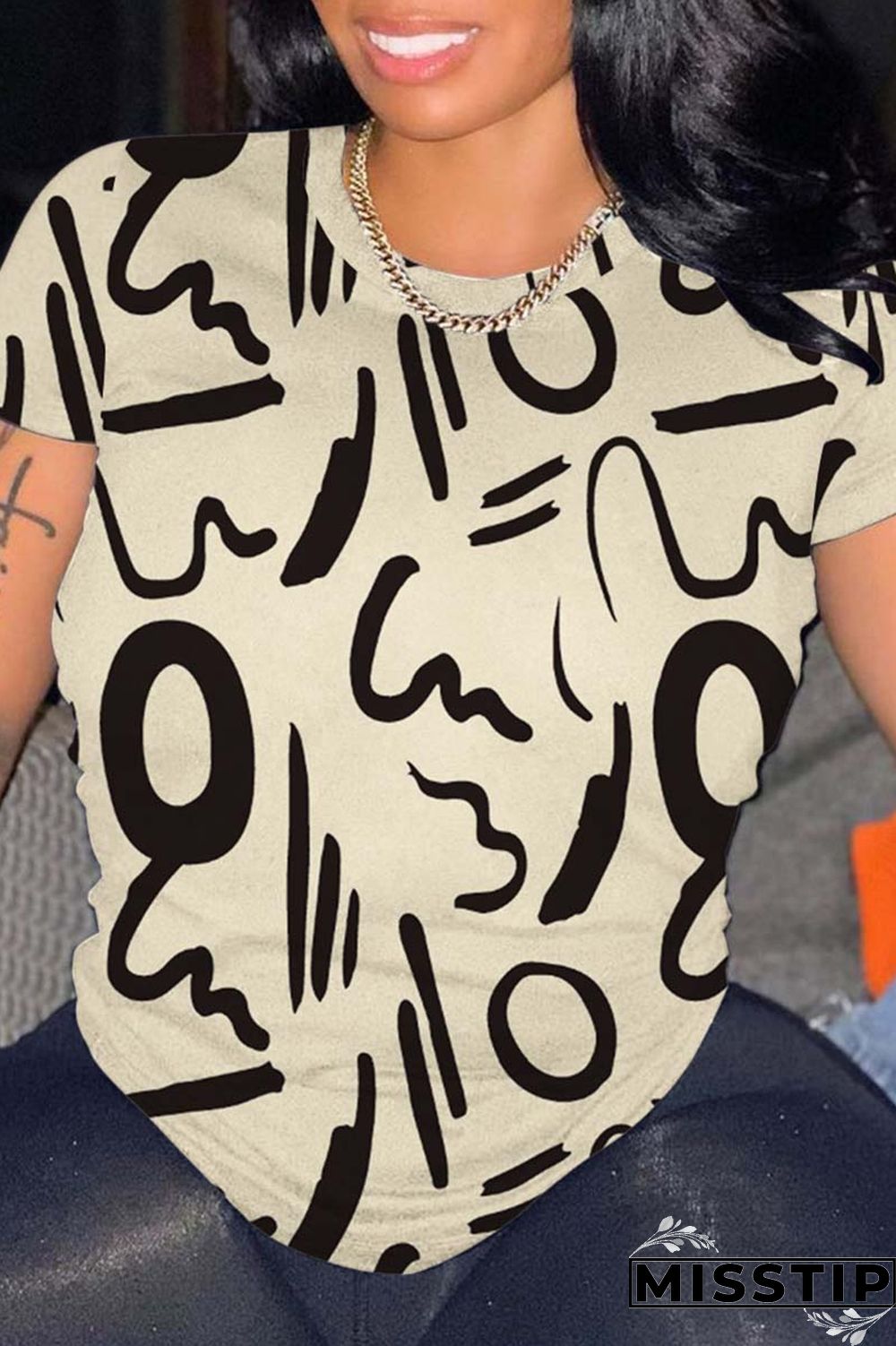 Pink Casual Print Basic O Neck T-Shirts